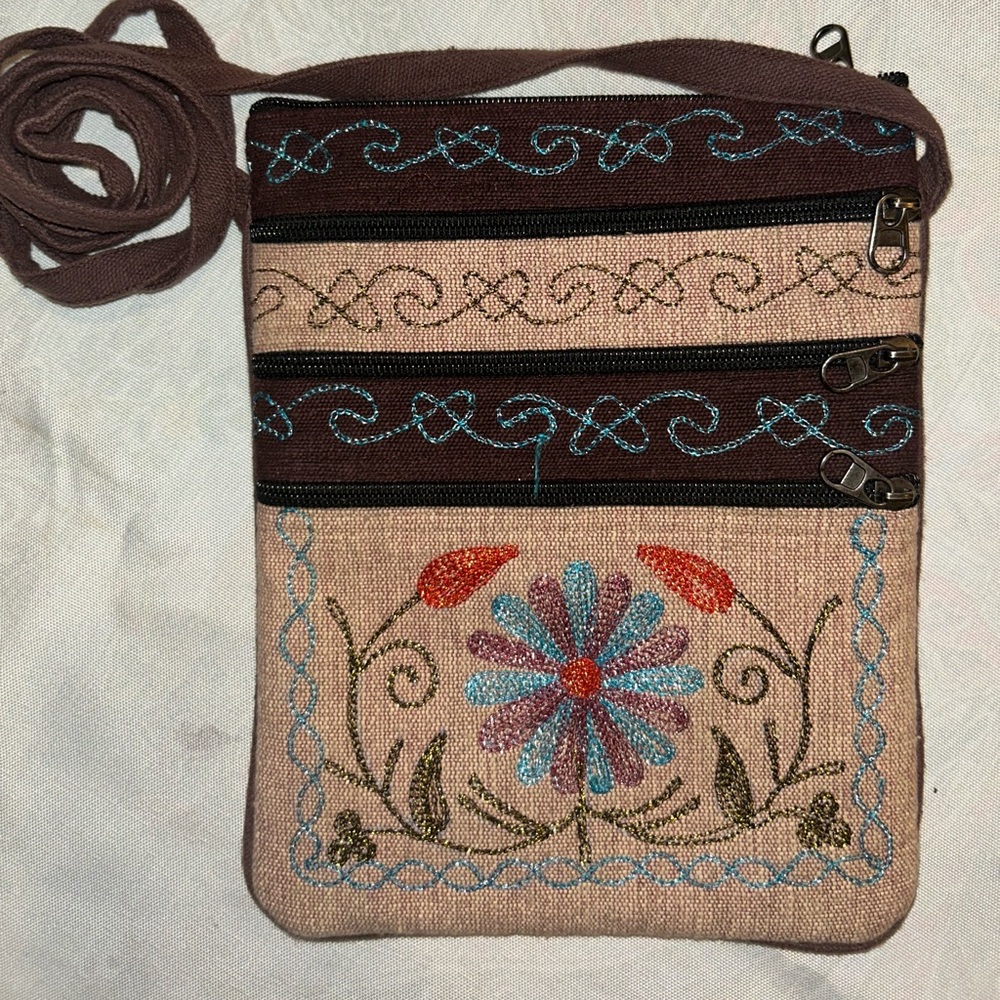 Cotton Embroidered Floral Crossbody Bag